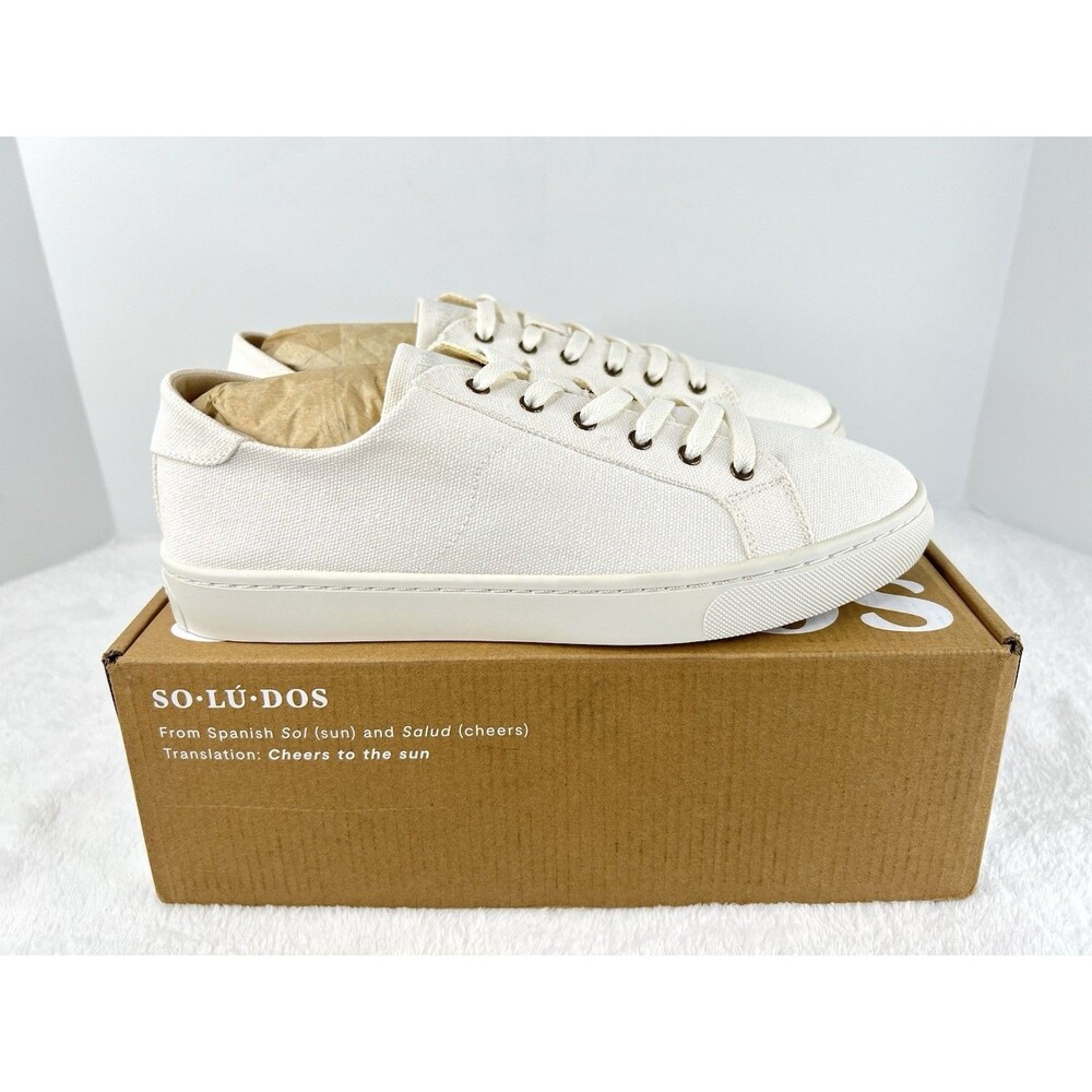 Soludos Ibiza Canvas Casual Sneakers Shoes La Concha Ivory White Womens 9.5 New